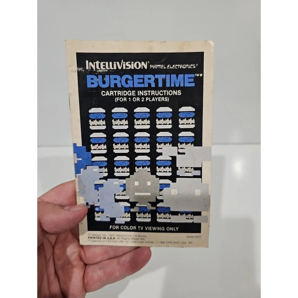 Burger Time (Intellivision, 1983) - Game and Manual! Tested! See Pics!